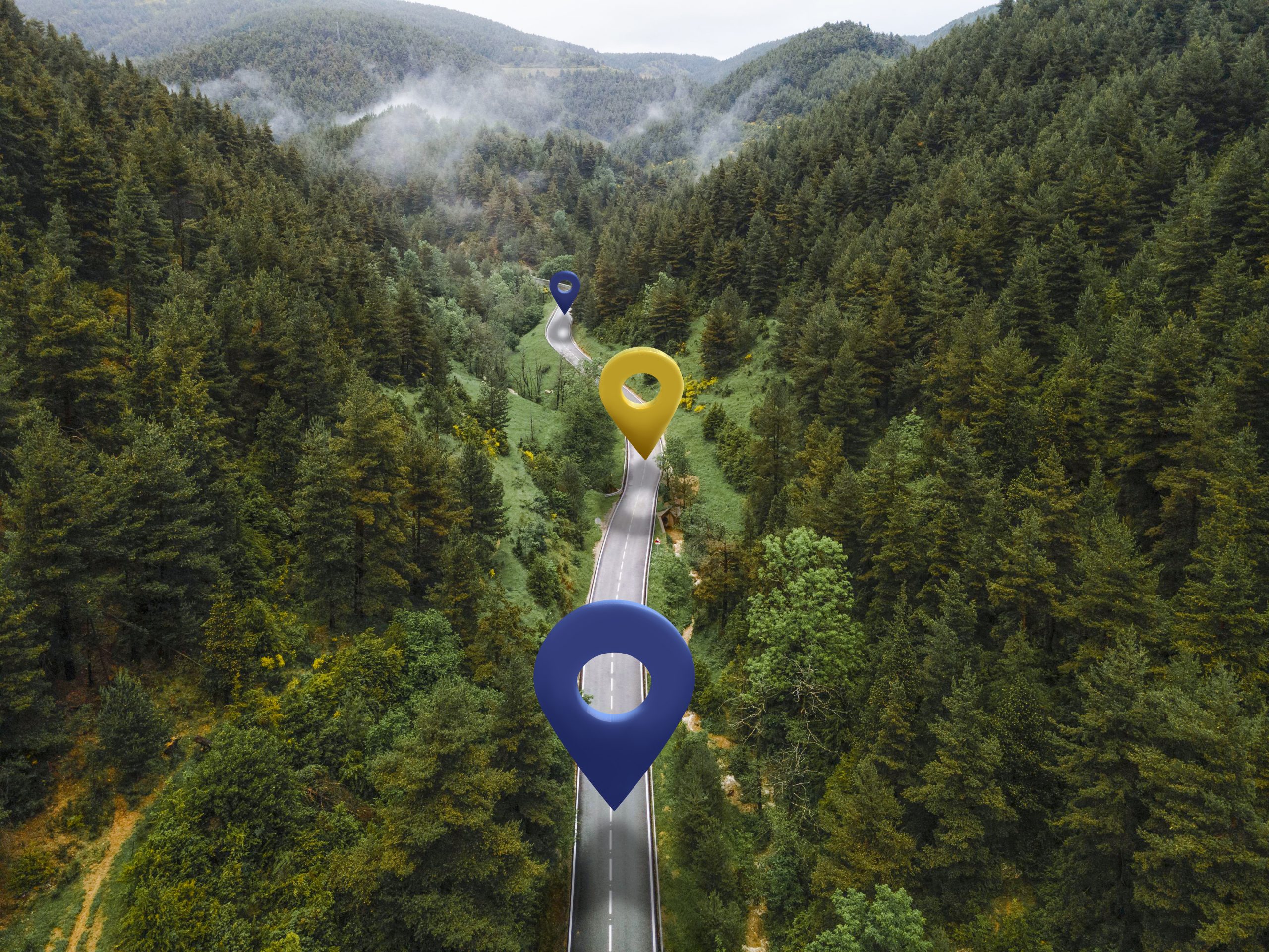 location-symbols-road-with-mountains